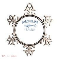 Cute Gift Marco Island Florida Shark Retro Arched Navy Blue Letters  Ornament thumb 0