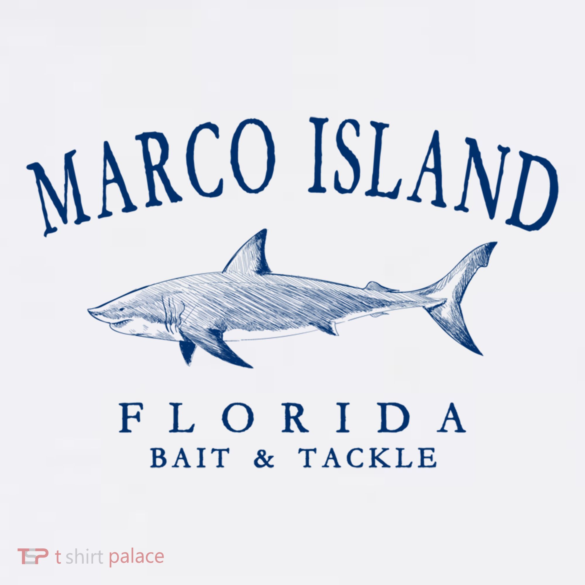 Cute Gift Marco Island Florida Shark Retro Arched Navy Blue Letters  Women's Tank Top