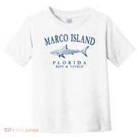 Cute Gift Marco Island Florida Shark Retro Arched Navy Blue Letters  Toddler T-Shirt thumb 0