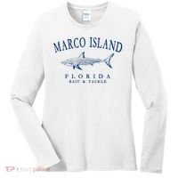 Cute Gift Marco Island Florida Shark Retro Arched Navy Blue Letters  Women's Long Sleeve Shirt thumb 0