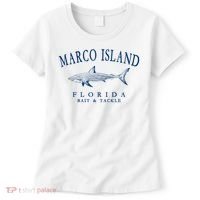 Cute Gift Marco Island Florida Shark Retro Arched Navy Blue Letters  Women's T-Shirt thumb 0