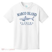 Cute Gift Marco Island Florida Shark Retro Arched Navy Blue Letters  Kids T-Shirt thumb 0