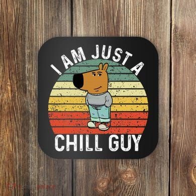 Chill Guy Meme Dog Cool Internet Statement Coaster