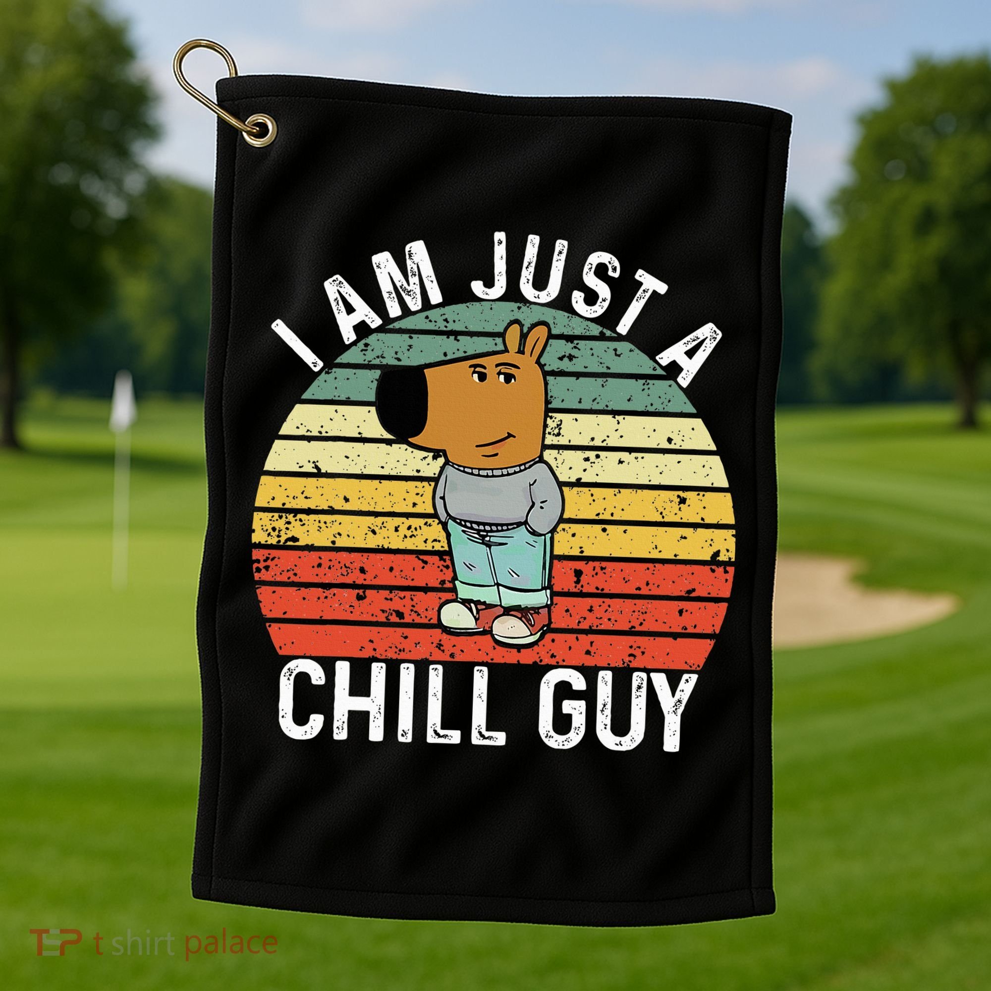 Chill Guy Meme Dog Cool Internet Statement Golf Towel