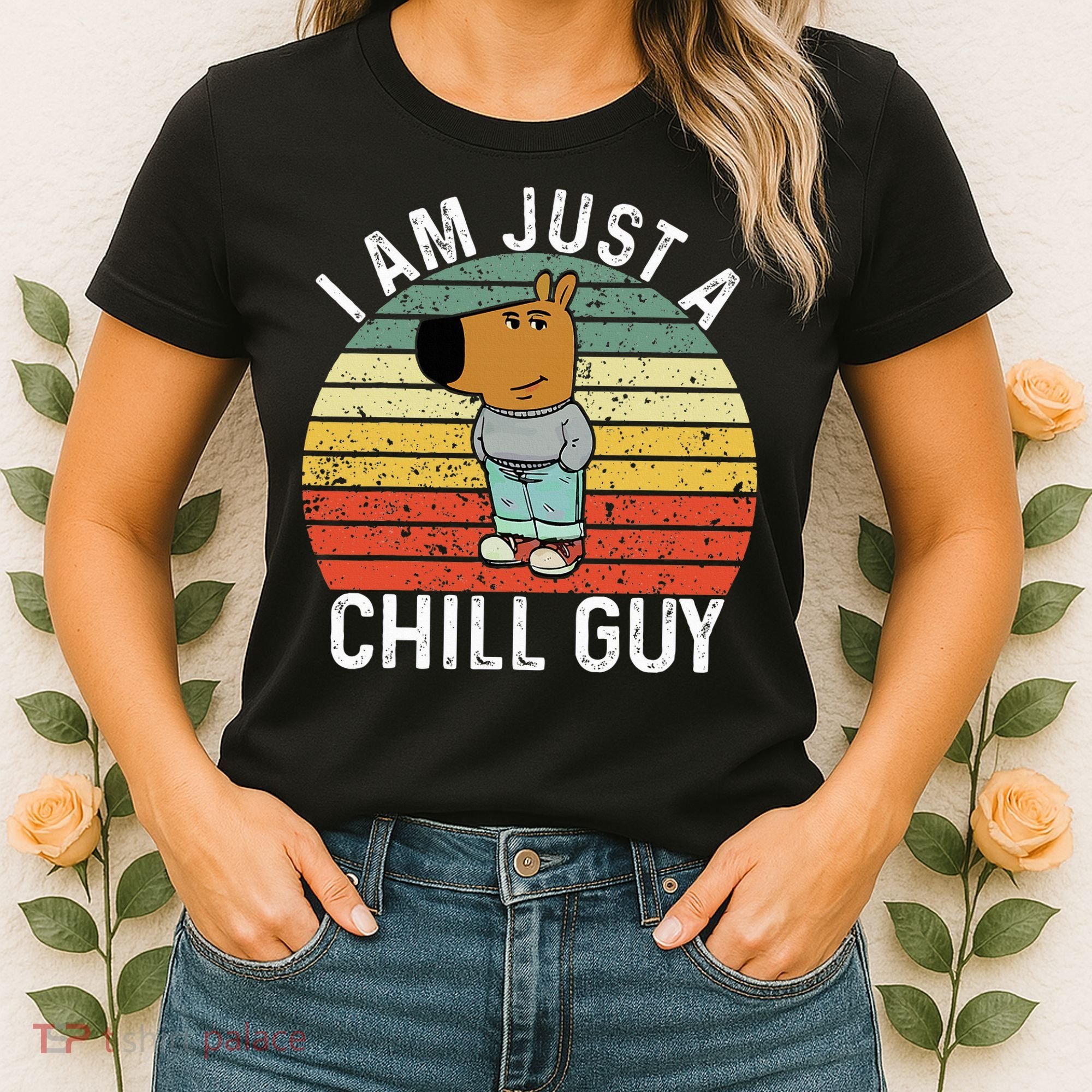 Chill Guy Meme Dog Cool Internet Statement Women's T-Shirt