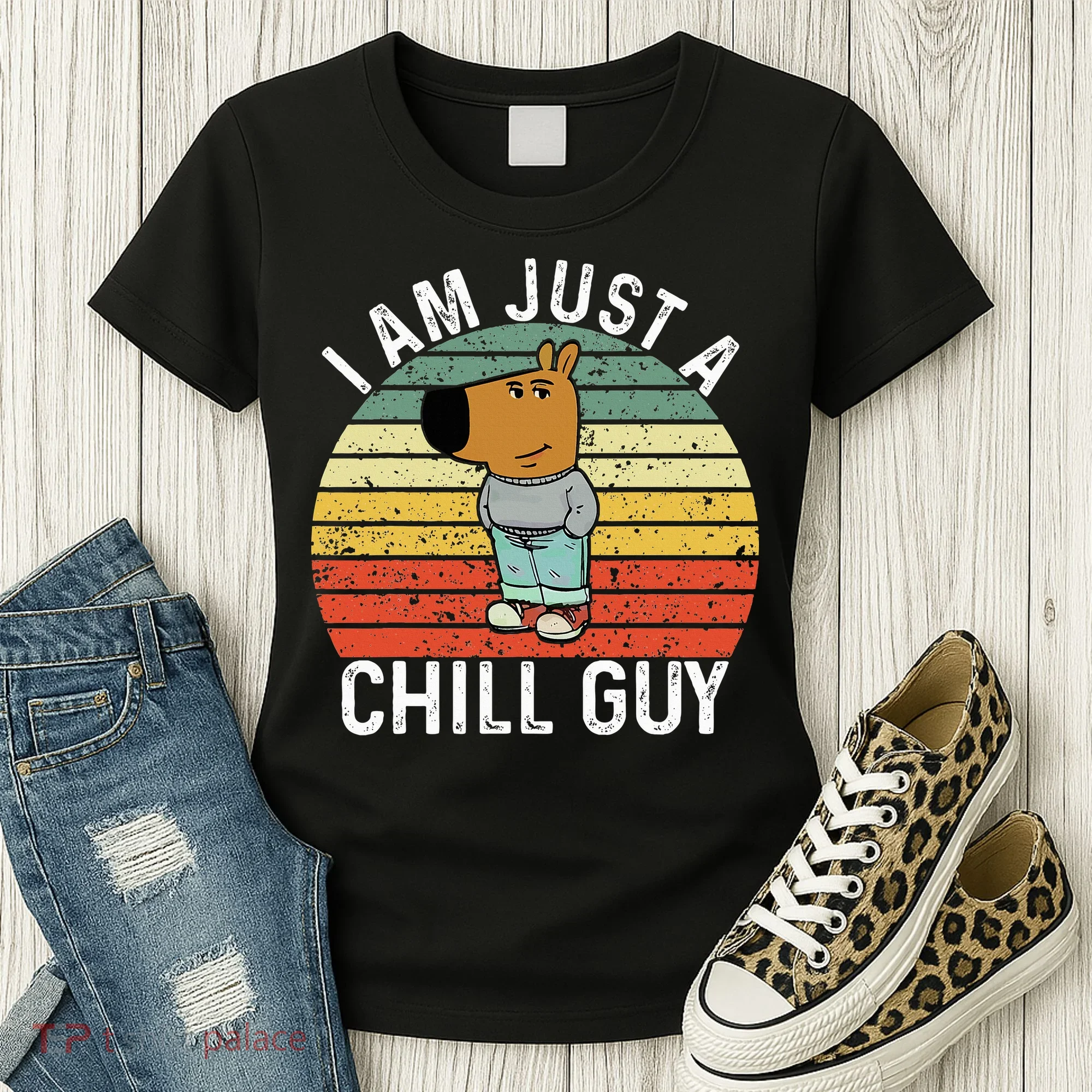 Chill Guy Meme Dog Cool Internet Statement Women's T-Shirt