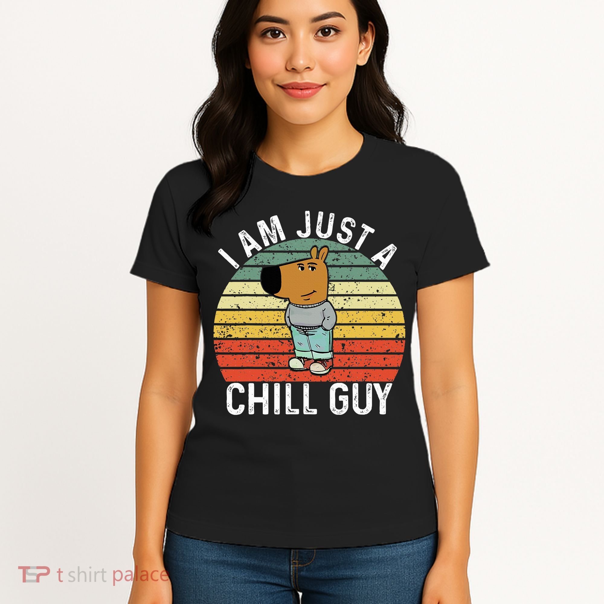 Chill Guy Meme Dog Cool Internet Statement Women's T-Shirt