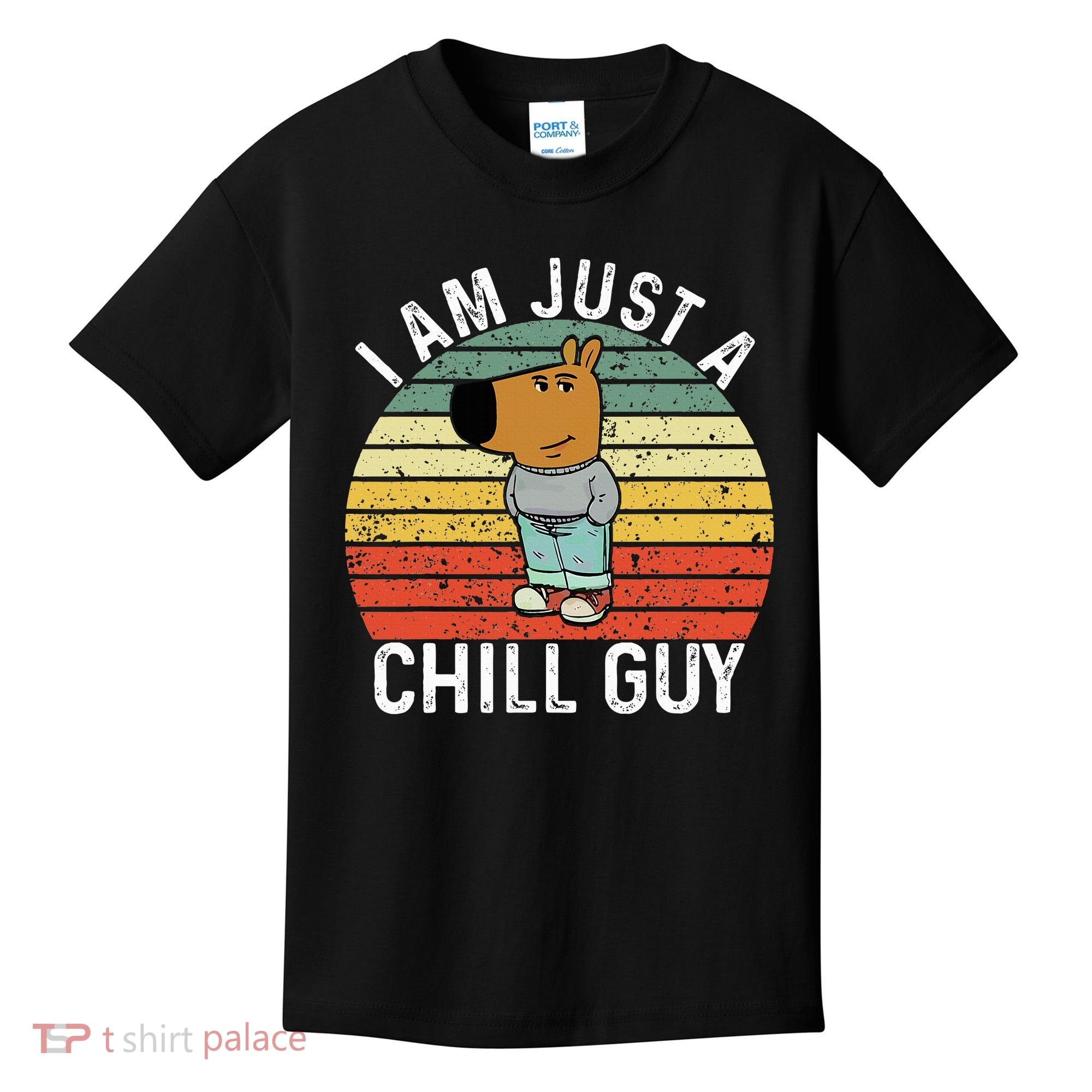 Chill Guy Meme Dog Cool Internet Statement Kids T-Shirt