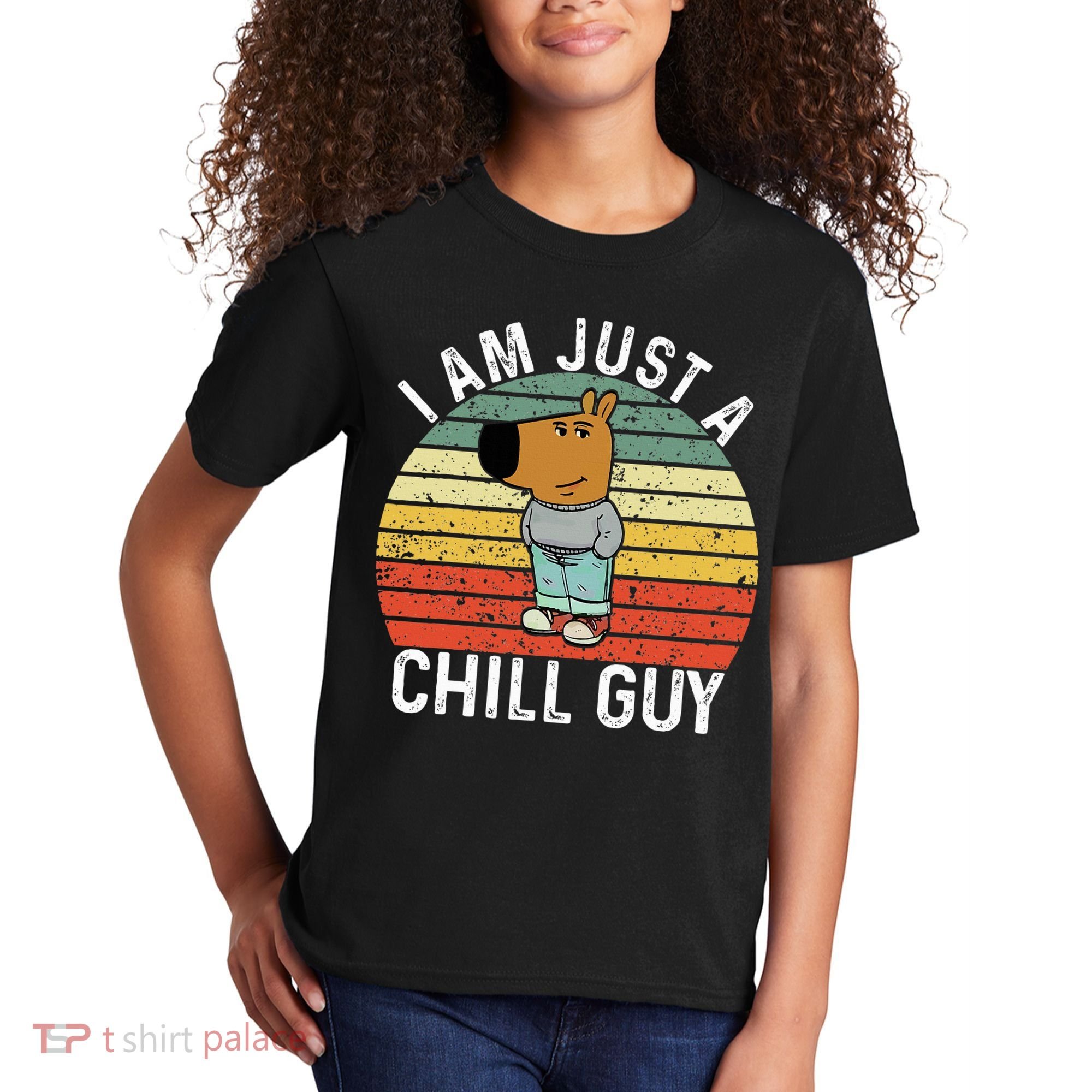 Chill Guy Meme Dog Cool Internet Statement Kids T-Shirt
