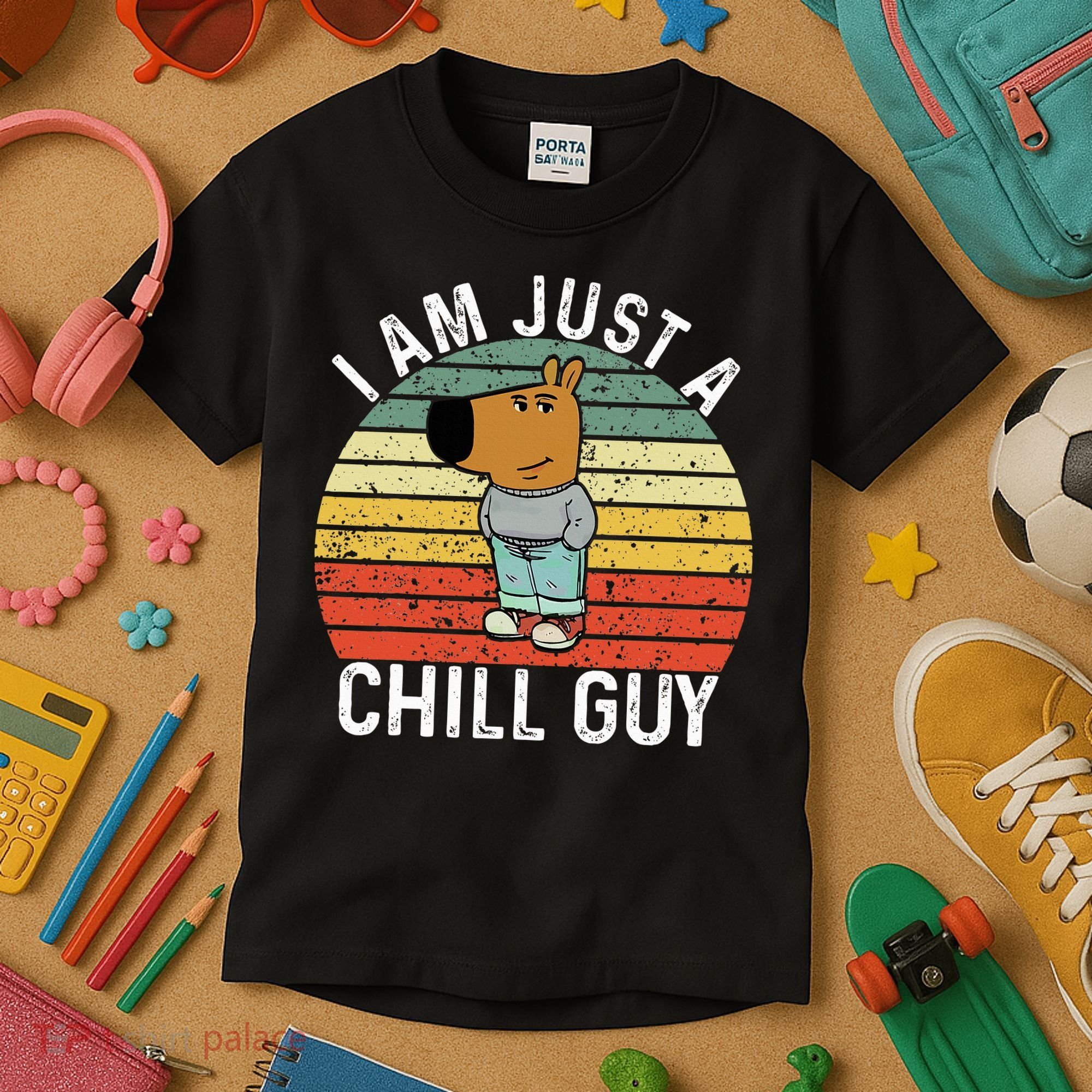Chill Guy Meme Dog Cool Internet Statement Kids T-Shirt