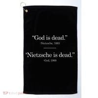 Christian Gods Not Dead Nietzsche Is Funny Clever Golf Towel thumb 0