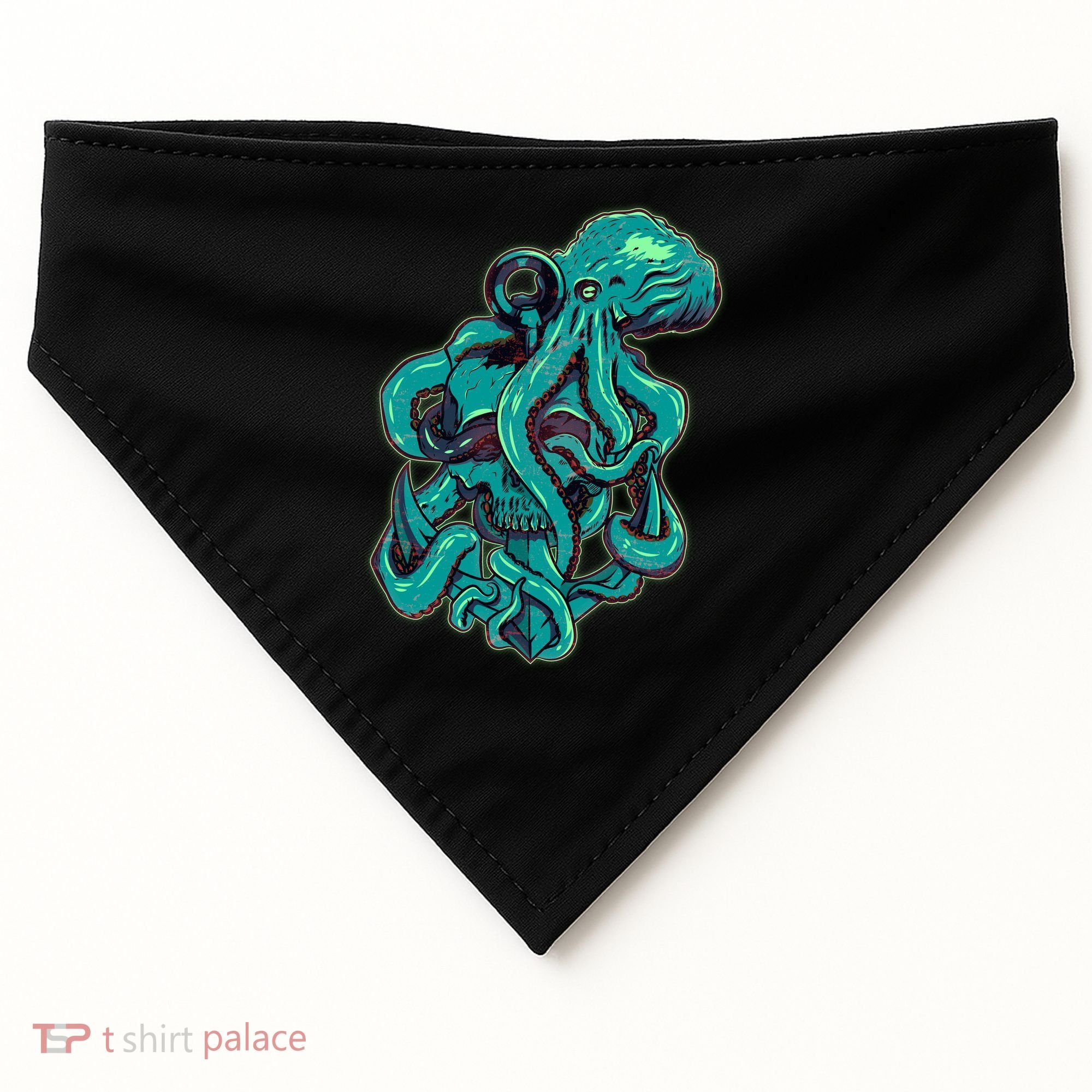 Cool Grunge Octopus Skull USA-Made Doggie Bandana