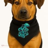 Cool Grunge Octopus Skull USA-Made Doggie Bandana thumb 1
