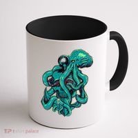 Cool Grunge Octopus Skull Coffee Mug thumb 1