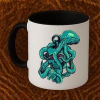 Cool Grunge Octopus Skull Coffee Mug thumb 2