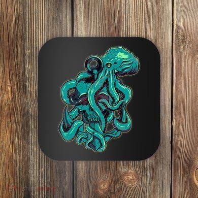 Cool Grunge Octopus Skull Coaster