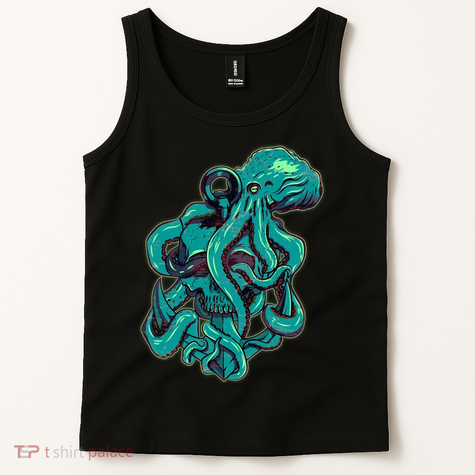 Cool Grunge Octopus Skull Tank Top