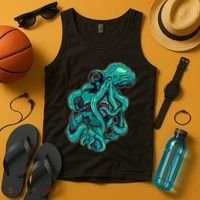 Cool Grunge Octopus Skull Tank Top thumb 4