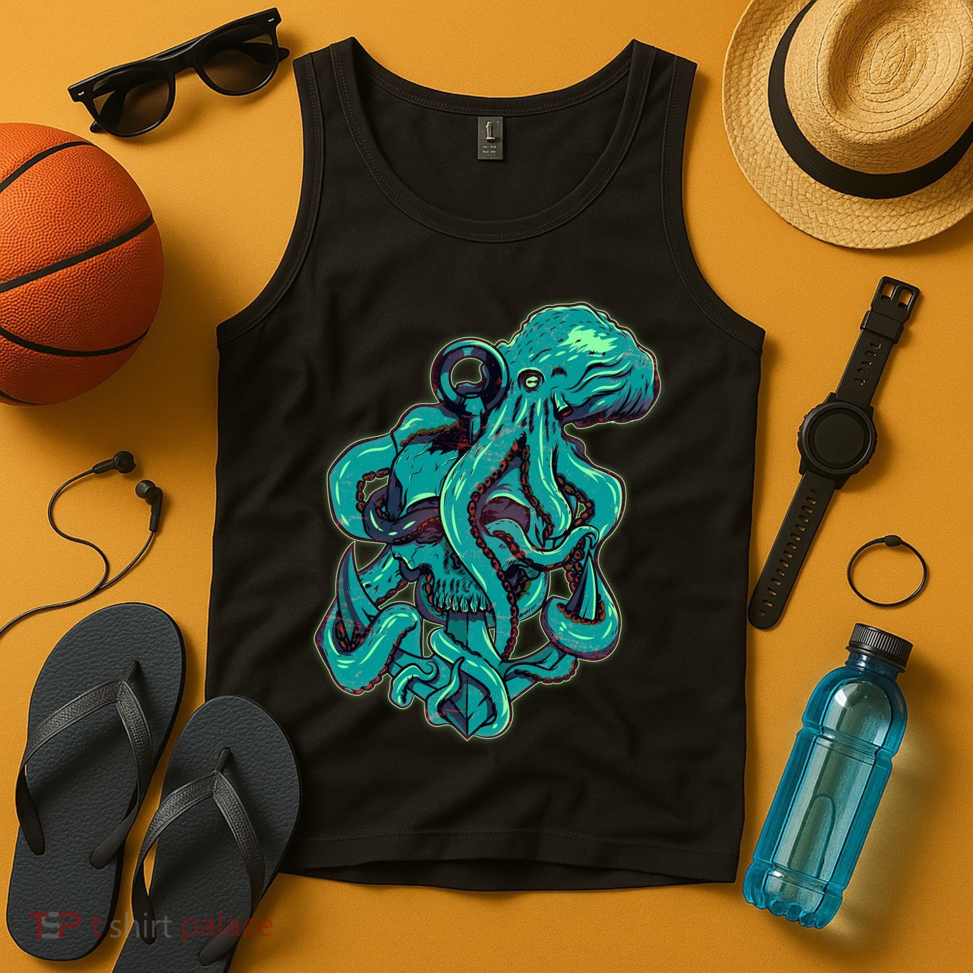 Cool Grunge Octopus Skull Tank Top