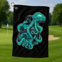 Cool Grunge Octopus Skull Golf Towel thumb 1