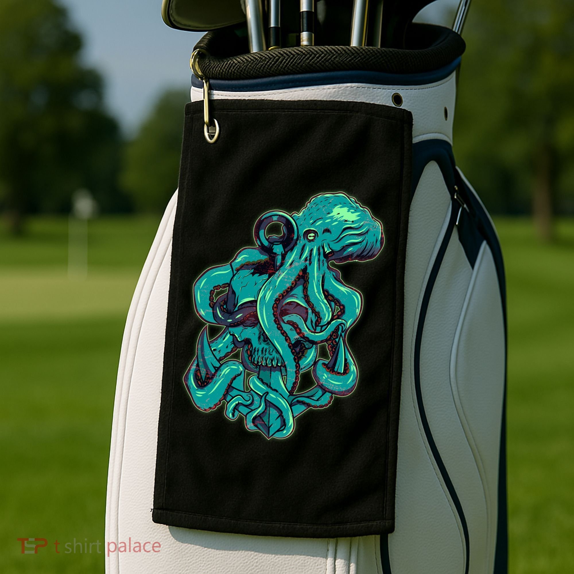 Cool Grunge Octopus Skull Golf Towel