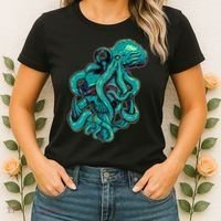 Cool Grunge Octopus Skull Women's T-Shirt thumb 2