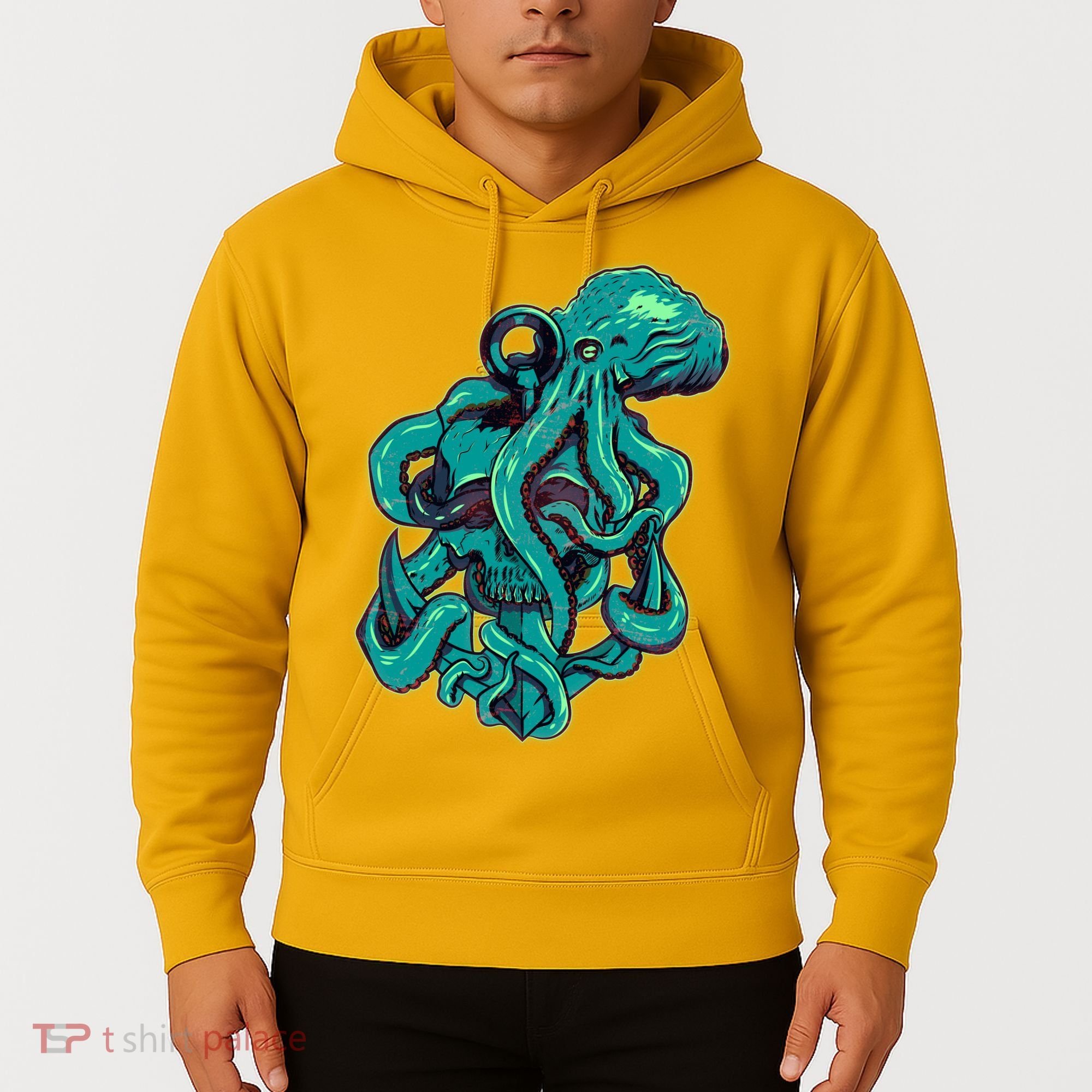 Cool Grunge Octopus Skull Hoodie