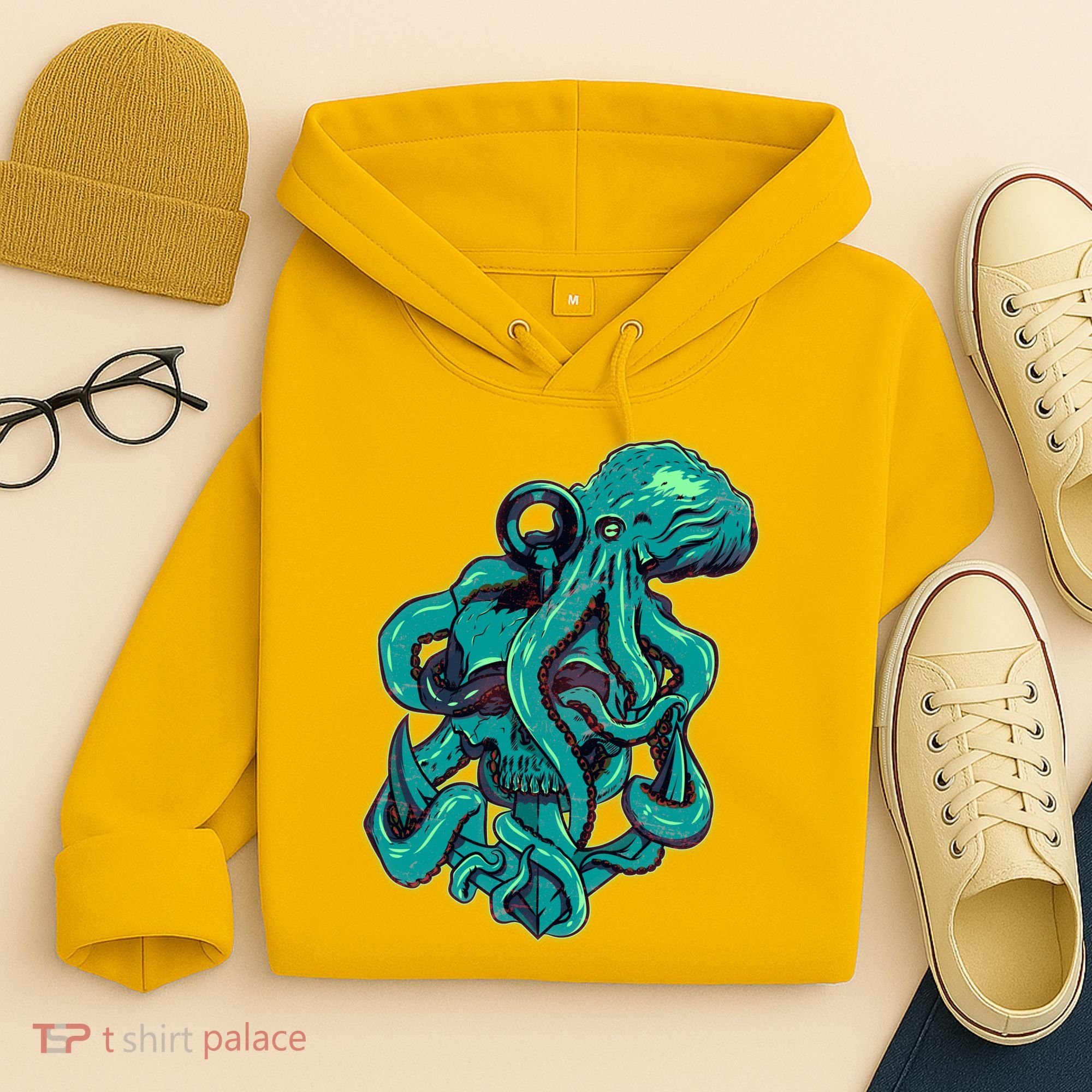 Cool Grunge Octopus Skull Hoodie