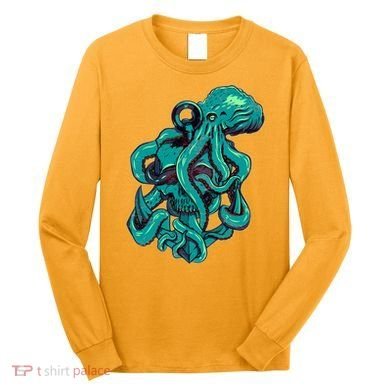Cool Grunge Octopus Skull Long Sleeve Shirt
