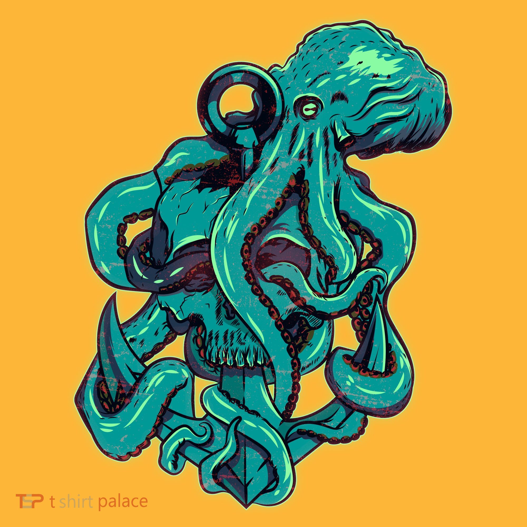 Cool Grunge Octopus Skull Sweatshirt