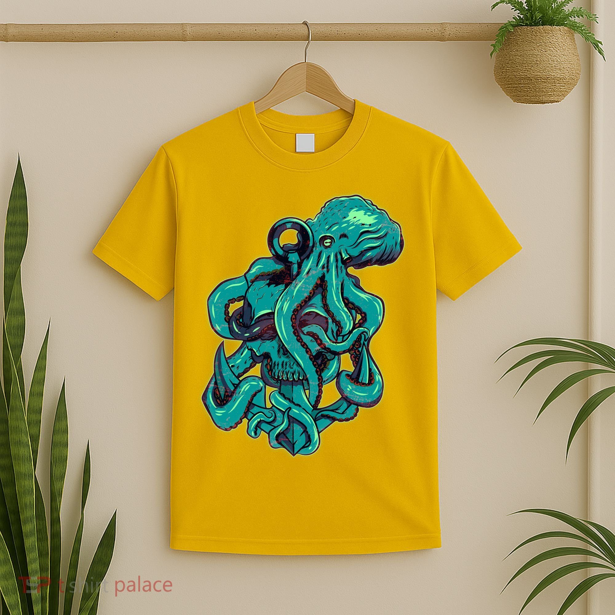 Cool Grunge Octopus Skull T-Shirt