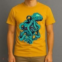 Cool Grunge Octopus Skull T-Shirt thumb 3