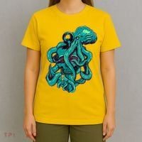 Cool Grunge Octopus Skull T-Shirt thumb 4
