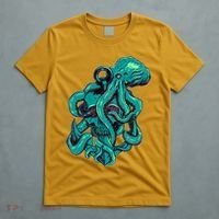 Cool Grunge Octopus Skull T-Shirt thumb 5
