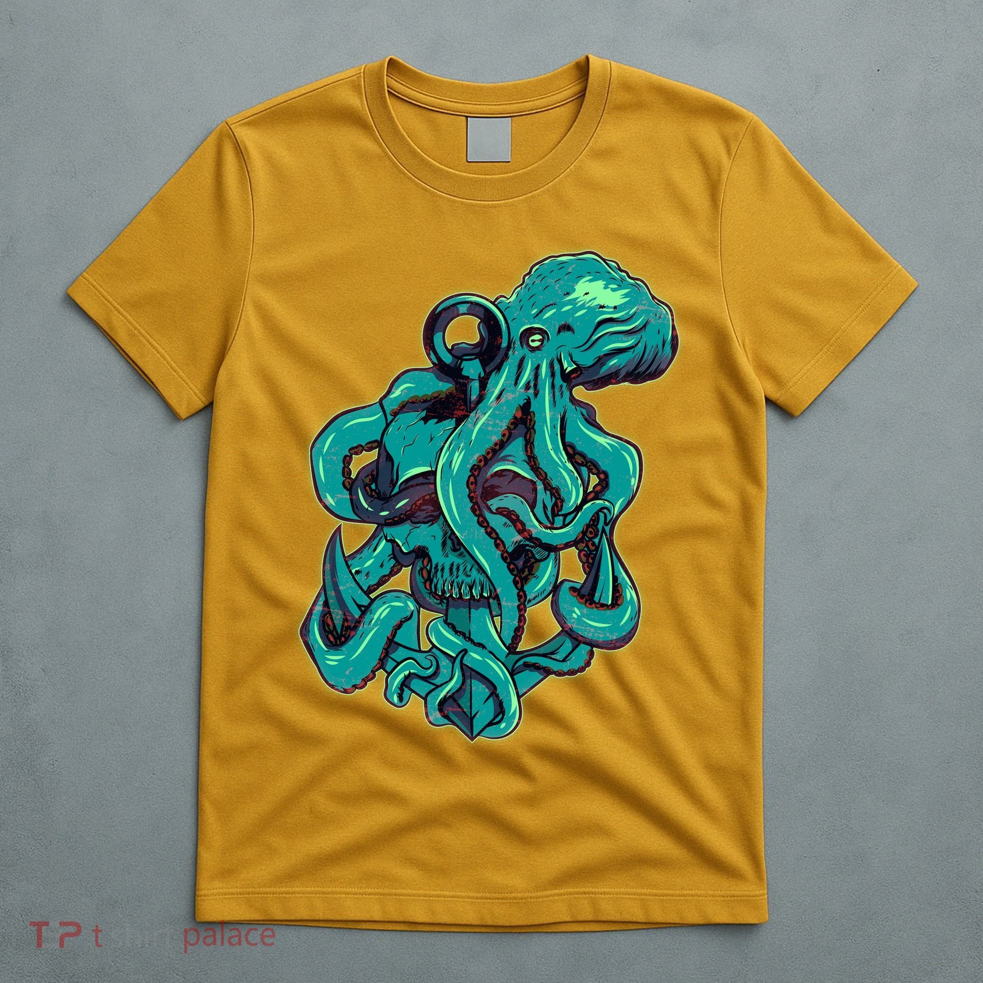 Cool Grunge Octopus Skull T-Shirt