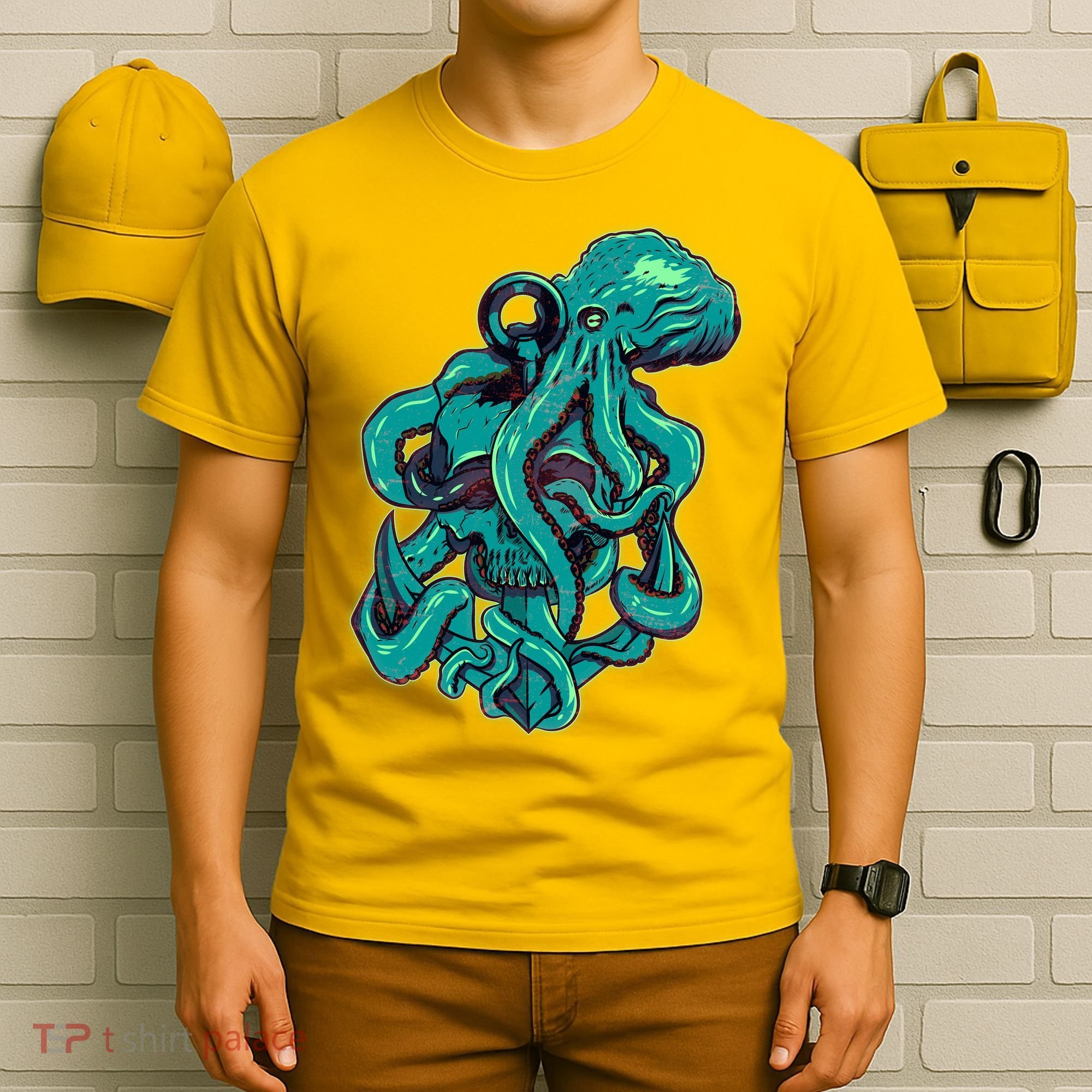 Cool Grunge Octopus Skull T-Shirt