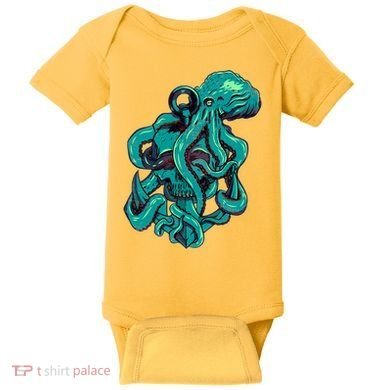 Cool Grunge Octopus Skull Baby Bodysuit