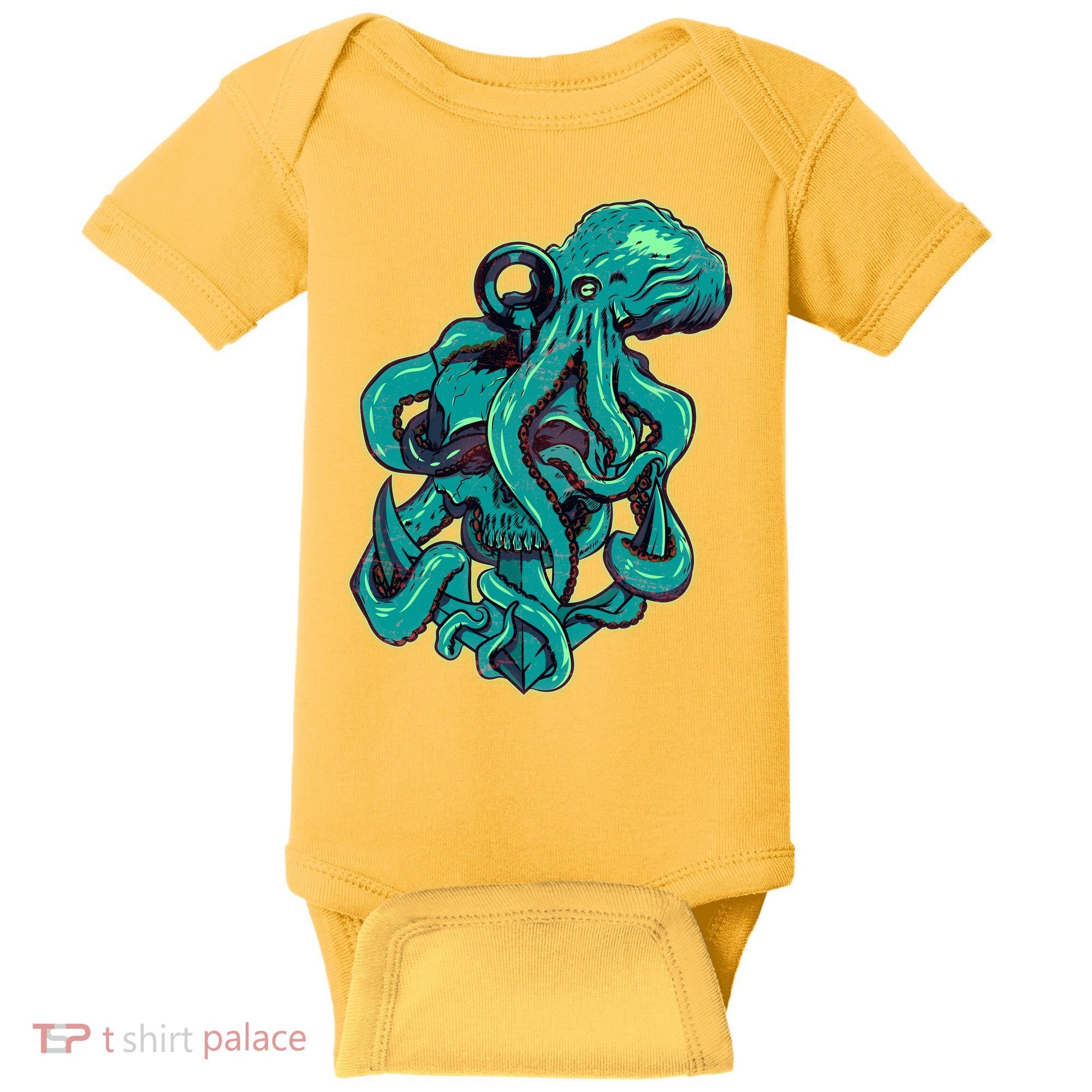 Cool Grunge Octopus Skull Baby Bodysuit
