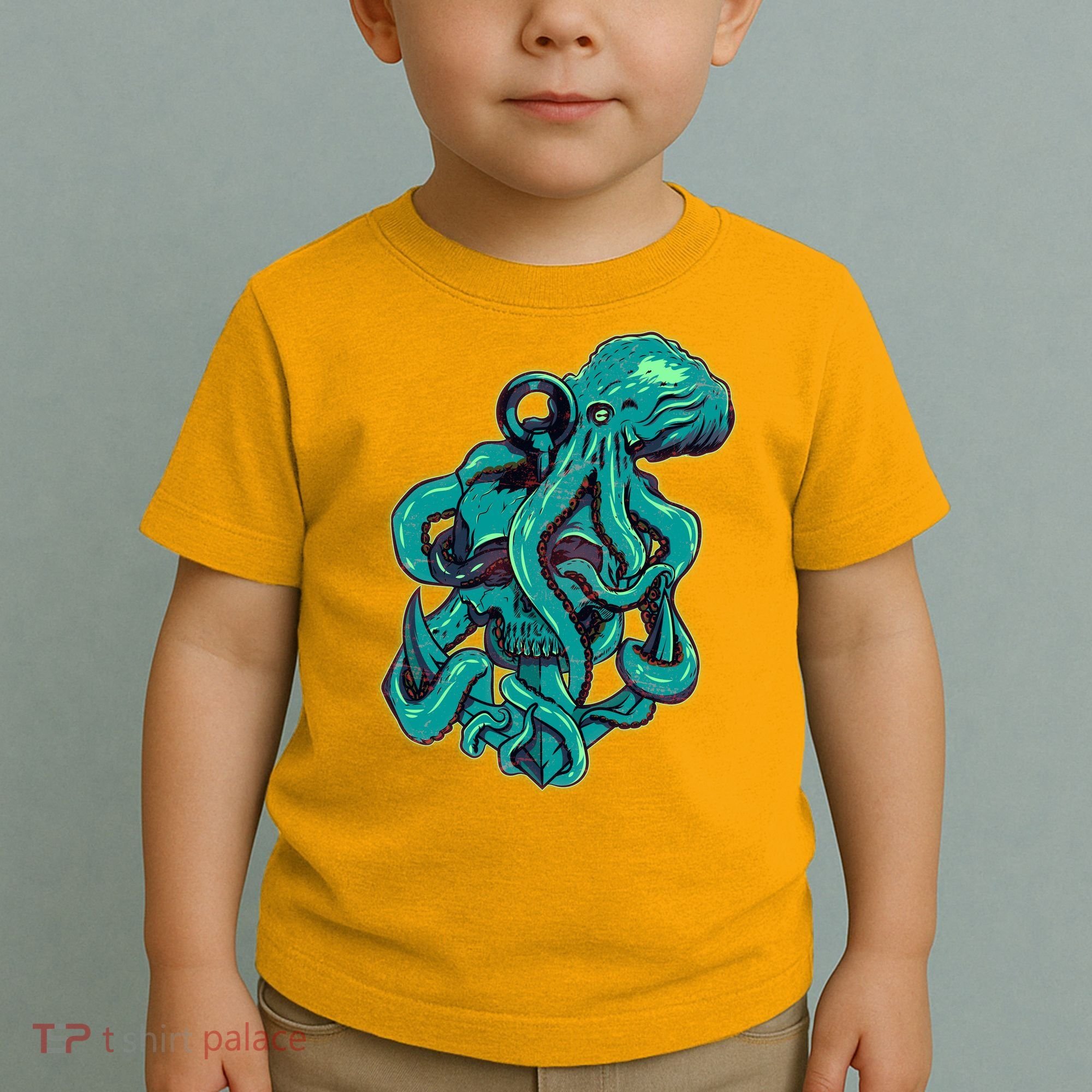 Cool Grunge Octopus Skull Toddler T-Shirt
