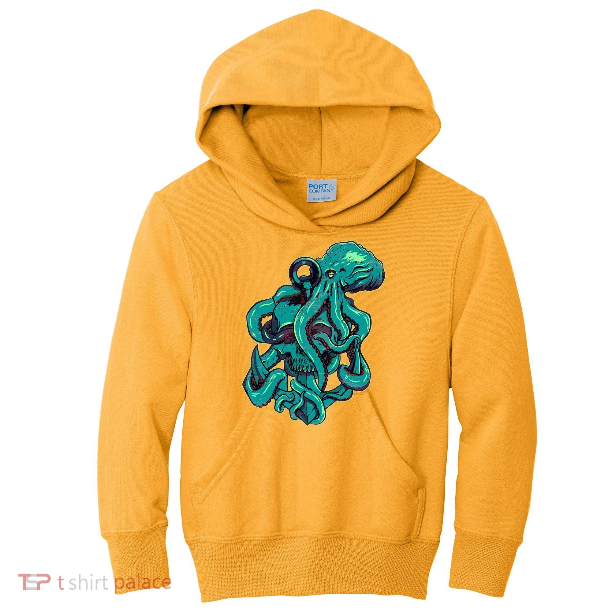Cool Grunge Octopus Skull Kids Hoodie