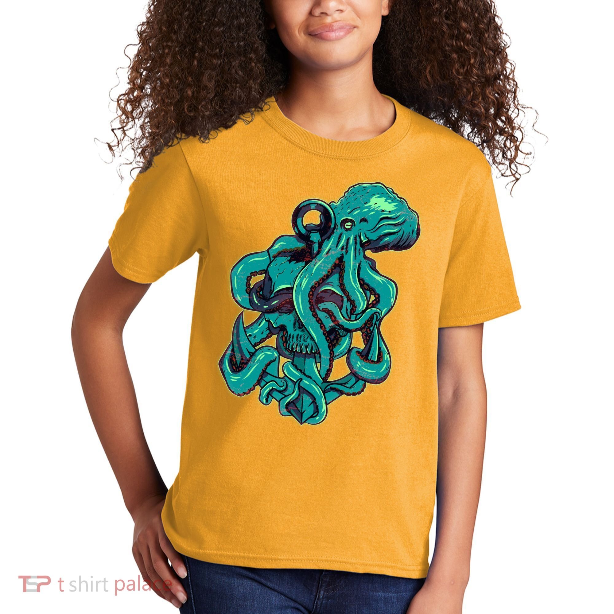Cool Grunge Octopus Skull Kids T-Shirt