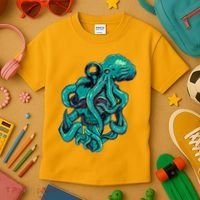 Cool Grunge Octopus Skull Kids T-Shirt thumb 3