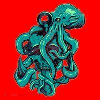 Cool Grunge Octopus Skull Santa Hat thumb 1