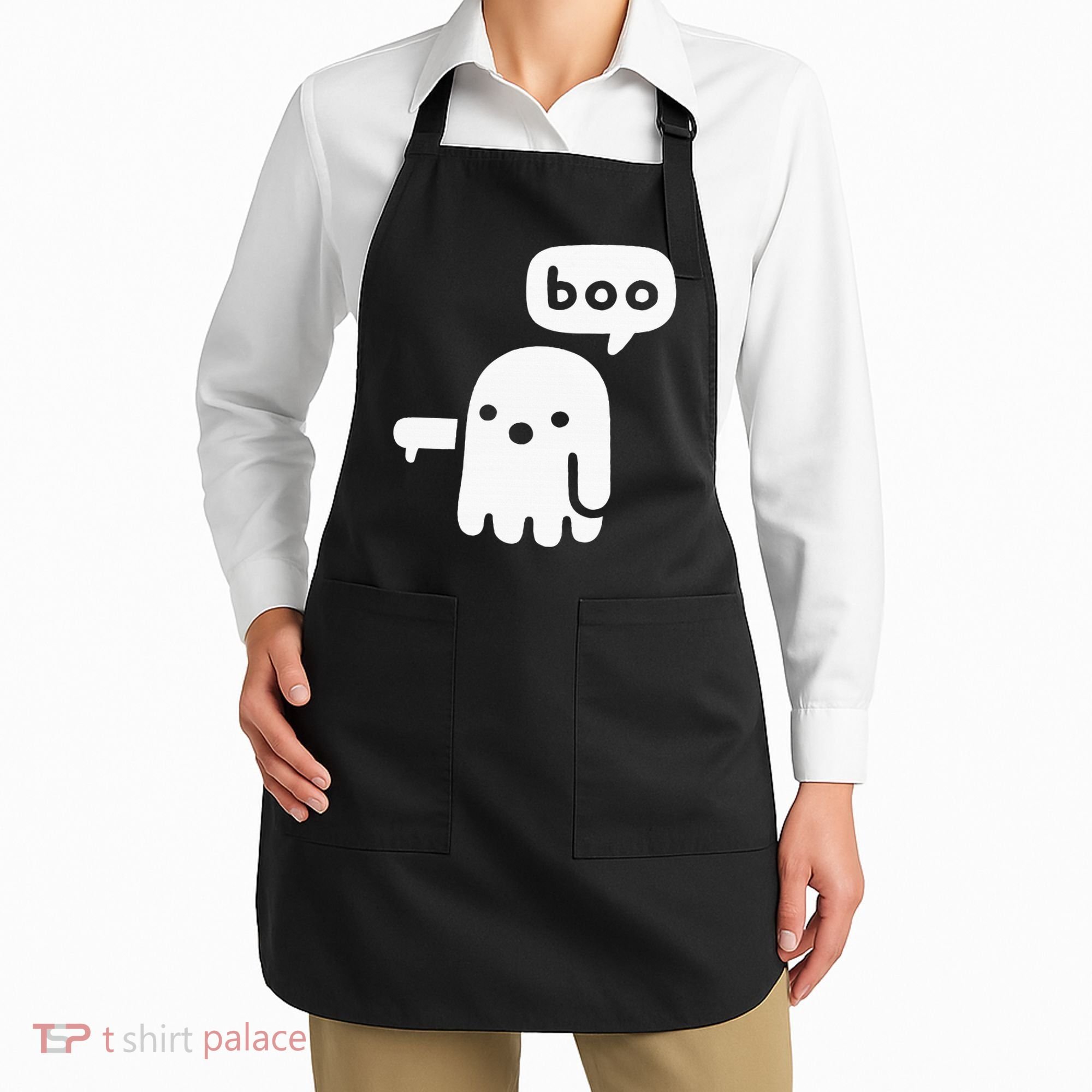 Chunky Ghost Of Disapproval Boo Halloween Apron