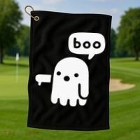 Chunky Ghost Of Disapproval Boo Halloween Golf Towel thumb 1