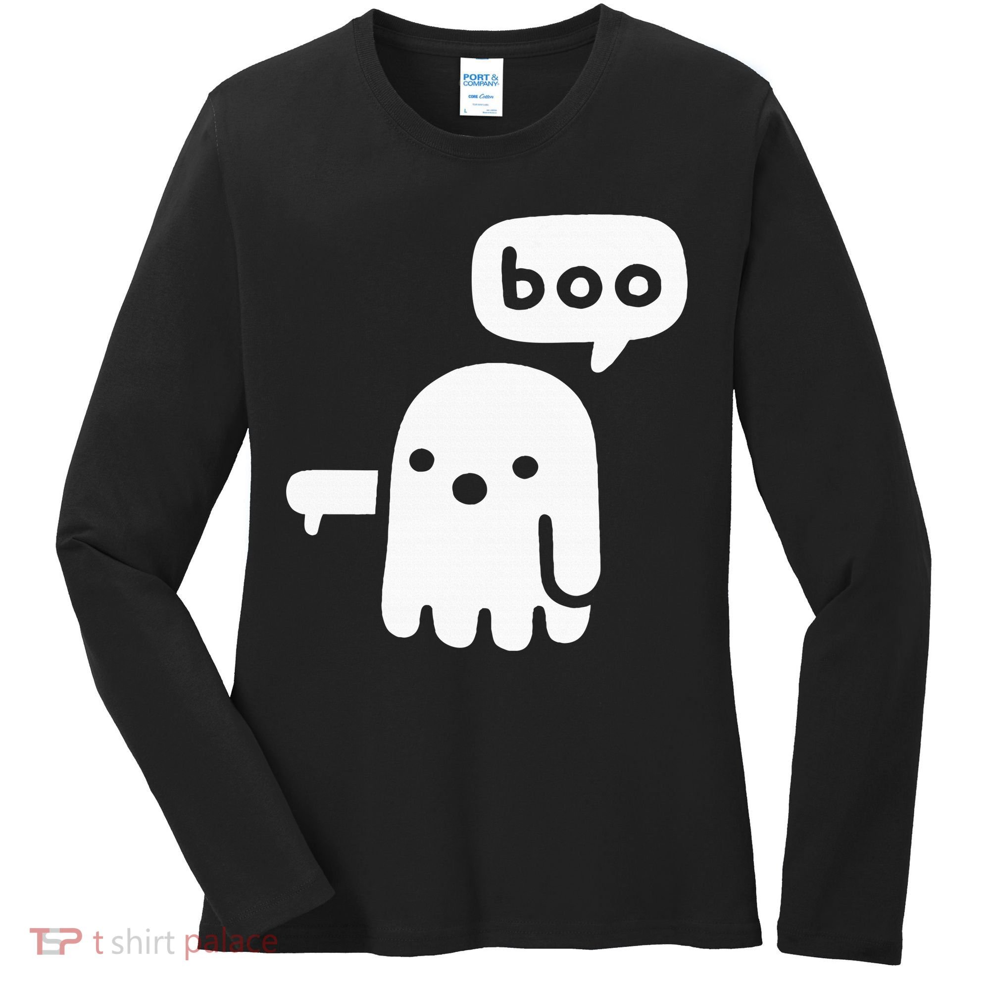 Chunky Ghost Of Disapproval Boo Halloween Women's Long Sleeve Shirt