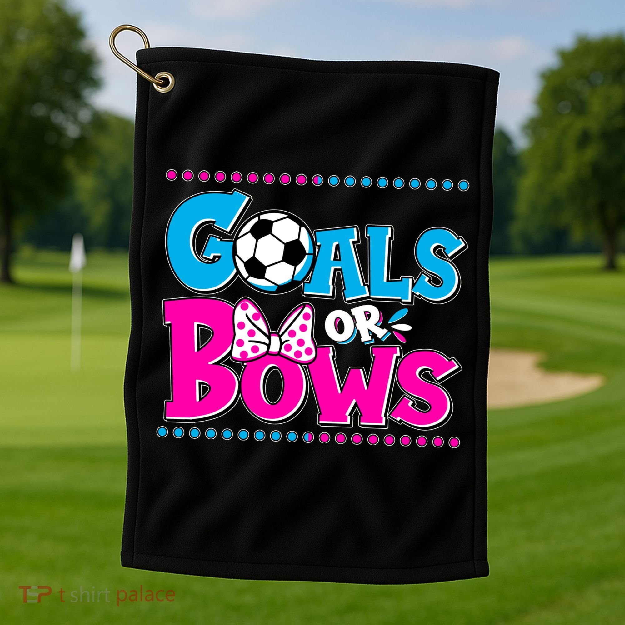Cute Goals Or Bows Baby Gender Reveal Golf Towel