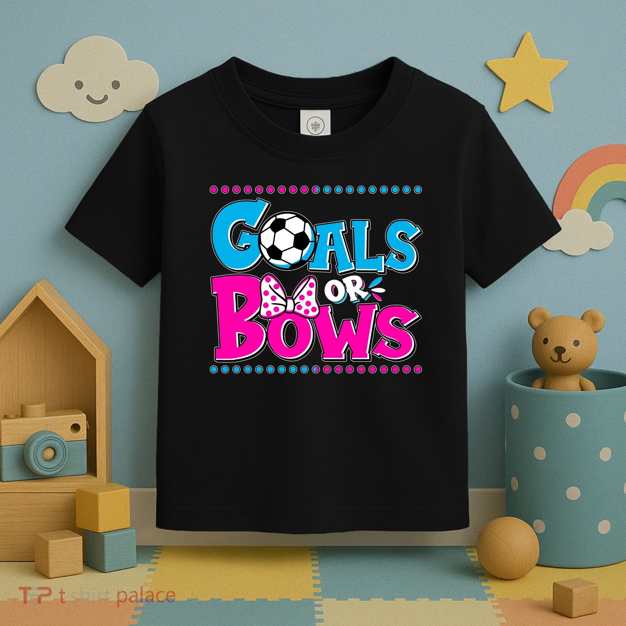 Cute Goals Or Bows Baby Gender Reveal Toddler T-Shirt