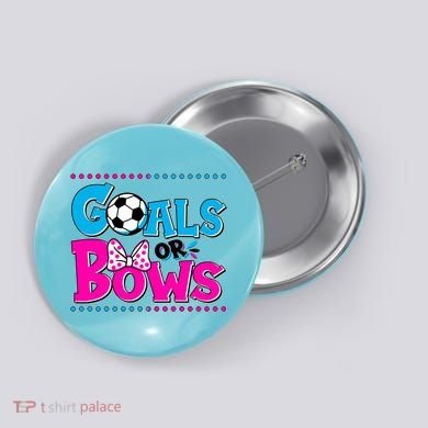 Cute Goals Or Bows Baby Gender Reveal Button