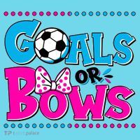 Cute Goals Or Bows Baby Gender Reveal Button thumb 1